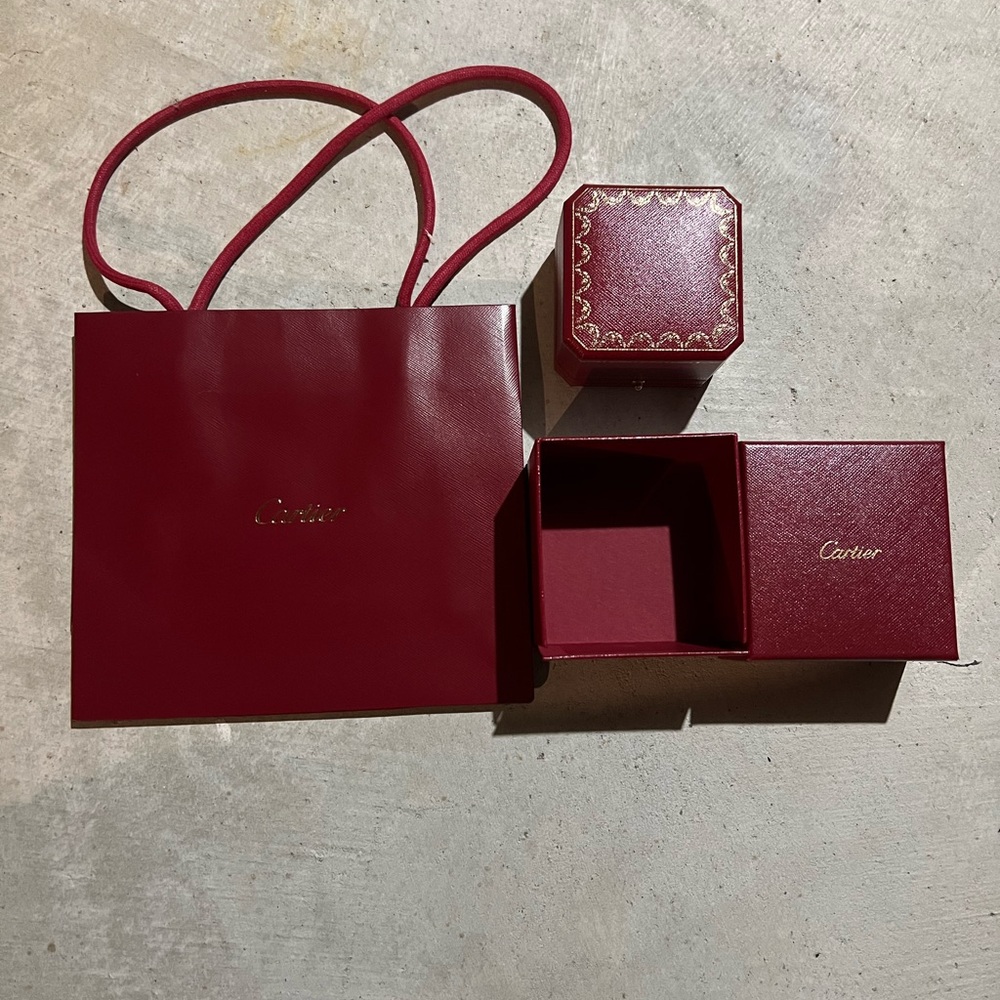 Cartier Burgundy Red Mini Shopping Bag with Ring Box